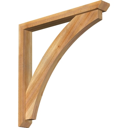 Ekena Millwork Thorton Slat Rough Sawn Bracket w/ Offset Brace, Western Red Cedar, 4"W x 32"D x 32"H BKT0402X32X32THR06RWR